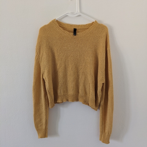ALYA yellow cropped sweater, scalloped neckline detail. - Picture 1 of 3